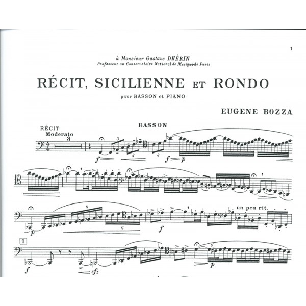 Bozza: Récit, sicilienne et rondo para fagot y piano
