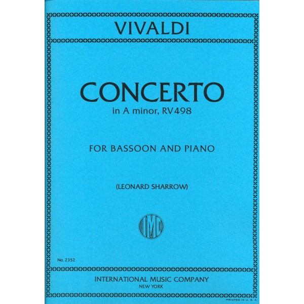 Vivaldi: Concerto in A minor RV 498 edición fagot y piano