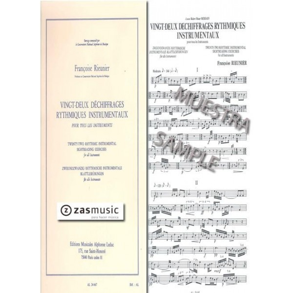 Rieunier: Twenty-two rhythmic instrumental sghtreading exercises for all instuments