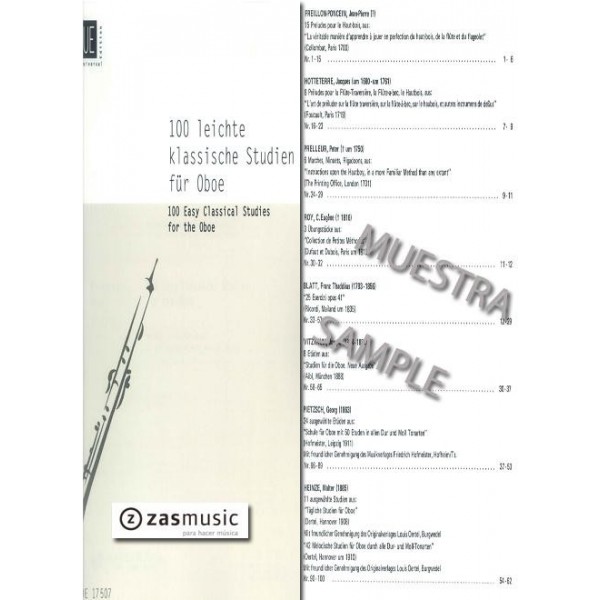 100 easy classical studies for the oboe
