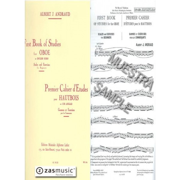Andraud, Albert, Premier cahier d´études pour hautbois ou cor anglais
