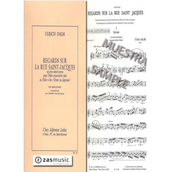 Ulrich Dalm (1978): Regards sur la rue saint jacques. Quatre meditations pour flute travesiere solo
