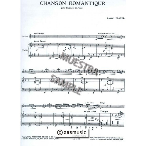 Planel, Robert: Chanson romantique pour Hautbois et Piano