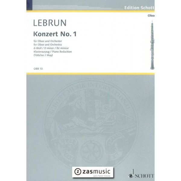 Lebrun,  Konzert nr. 1 d-moll for oboe and orchestra (Piano Reduction)