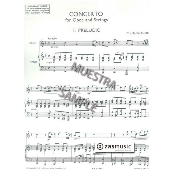 Corelli: Concerto for oboe and strings