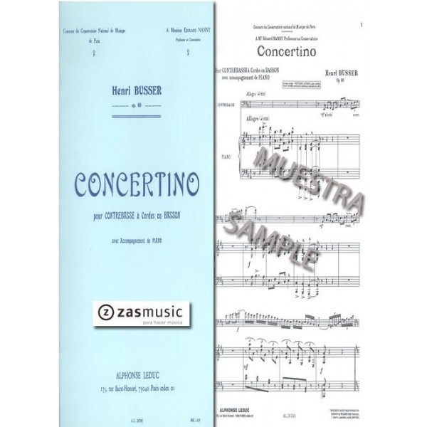 Busser: Concertino Op. 80 para contrabajo o fagot. Acompañamiento de piano