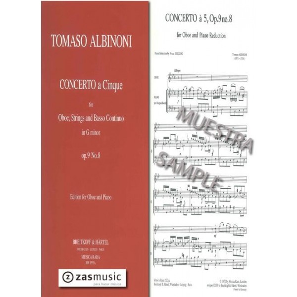 Albinoni: Concerto a cinque for oboe in G minor op. 9 nº 8