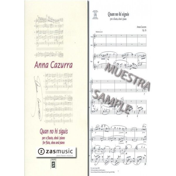 Cazurra: Quan no hi siguis para flauta, oboe y piano
