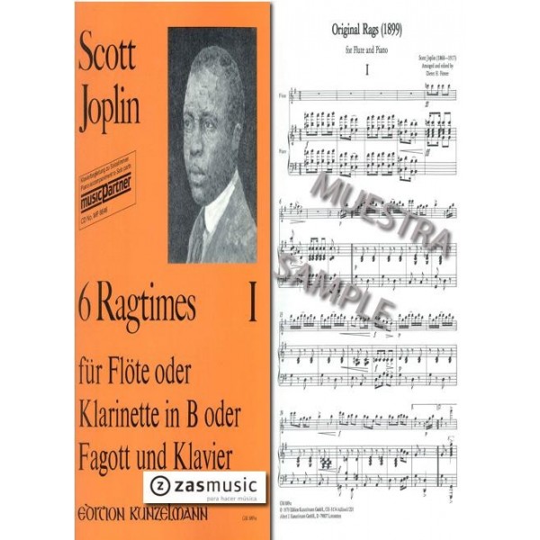 Joplin: 6 ragtimes für flöte oder klarinette in B