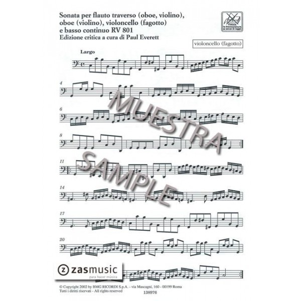 Vivaldi: Sonata per flauto traverso, oboe, violoncello e basso continuo RV 801