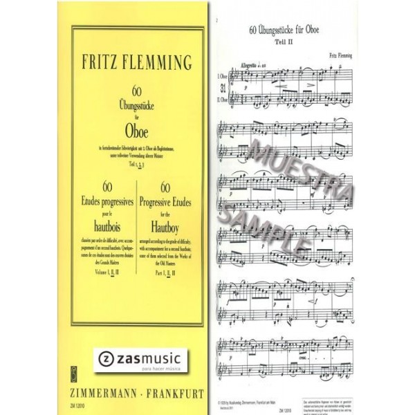 Flemming: 60 progressive etudes for the hautboy Part II