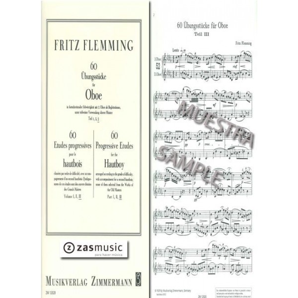 Flemming: 60 progressive etudes for the hautboy Part III