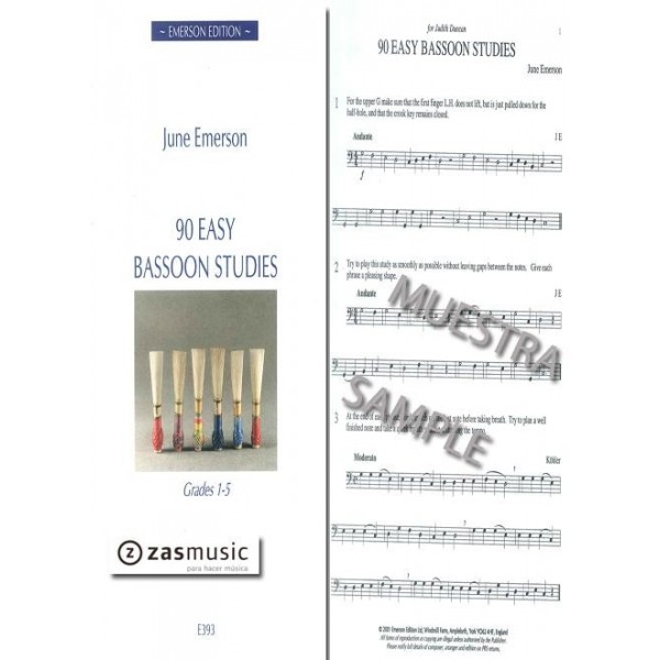Emerson, 90 Easy bassoon studies.