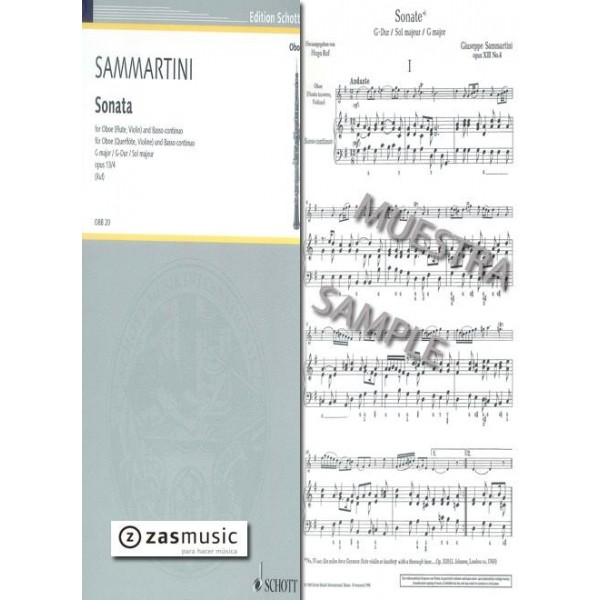 Sammartini: Sonate G-dur Opus 13/4 para oboe y bajo continuo
