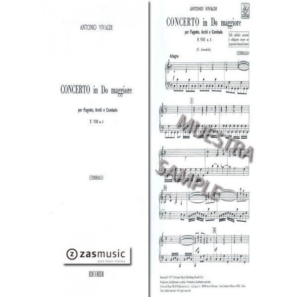 Antonio Vivaldi (1678-1741): Concerto in Do maggiore per fagotto, archi e cembalo F VIII n. 4