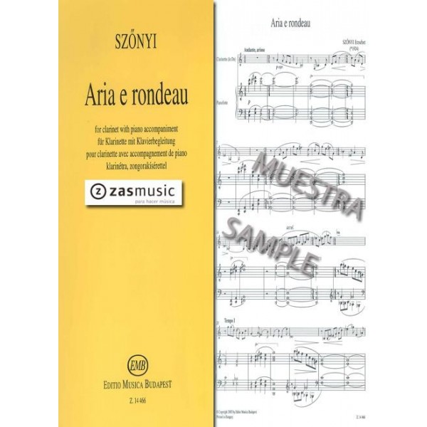 Szönyi: Aria e ronrondeau para clarinete (en Do) y piano