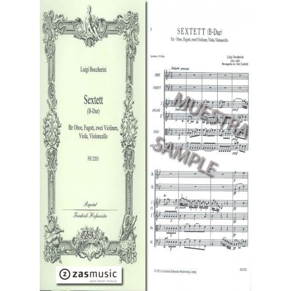Boccherini: Sextett (B-Dur) für Oboe, Fagott, zwei Violinen, Viola, Violoncello