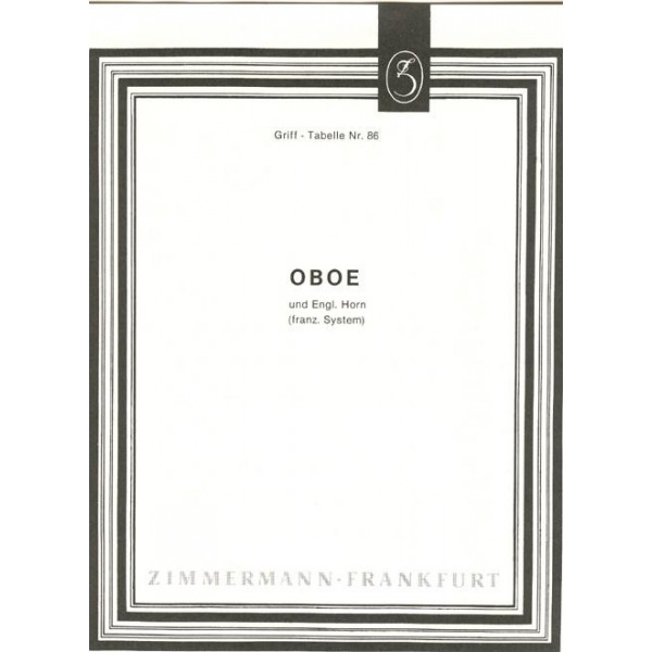 Tablatura todas las posiciones del oboe y corno ingles.