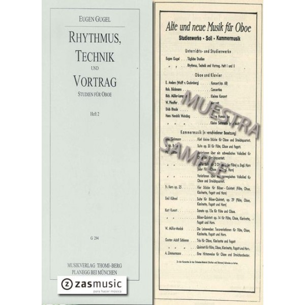 Gugel, Eugen: Rhythmus,Thecnik und Vortrag Studien fúr Oboe Helf 2