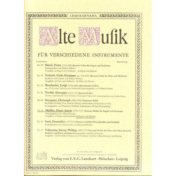 Pfeiffer: Concerto B-Dur für Fagott uns Orchester