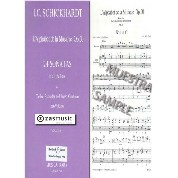 Schickhardt: L´Alphabet de la Musique Op. 30 para oboe y bajo continuo