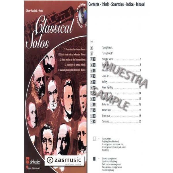 Classical Solos. 12 pieces based on famous themes for oboe