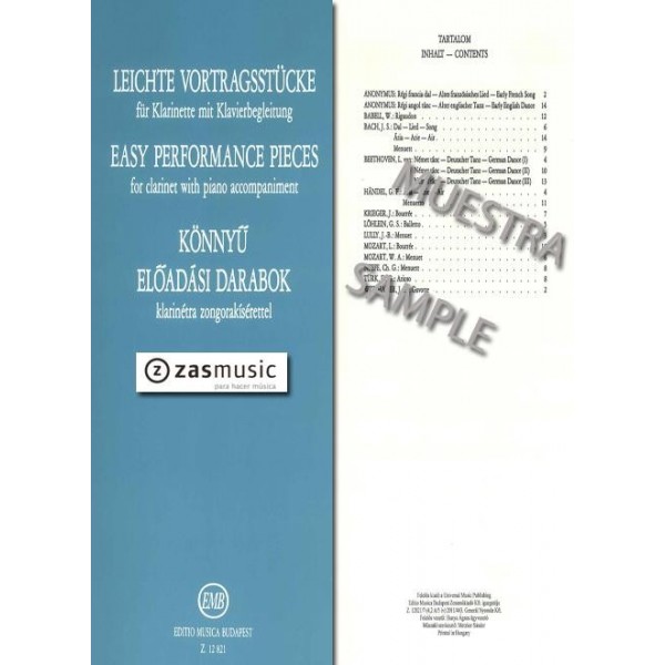 Piezas fáciles de rendimiento para clarinete con acompañamiento de piano