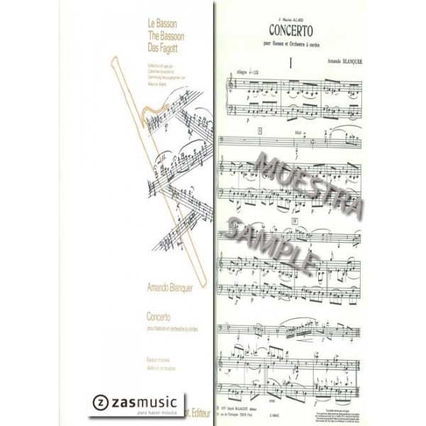 Blanquer: Concerto para fagot y orquesta de cuerdas (edición para fagot y piano)