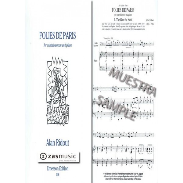 Ridout: Folies de Paris for contrabassoon & piano