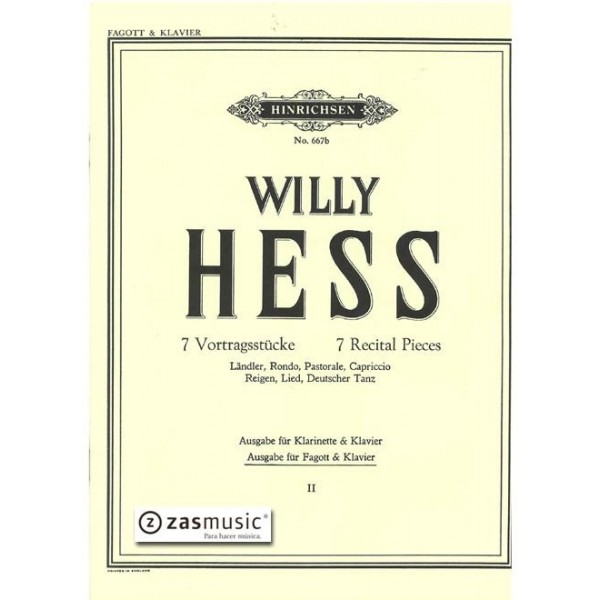 Hess: 7 Recital Pieces for bassoon and piano