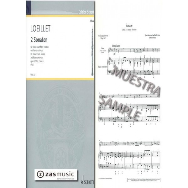 Jean Baptiste Loeillet de Gant (1688-1720): 2 Sonaten for Oboe (Flute, Violin) and Basso continuo opus 5 / No. 2 and 6