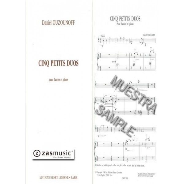 Ouzounoff: Cinq petits duos pour bassoon et piano