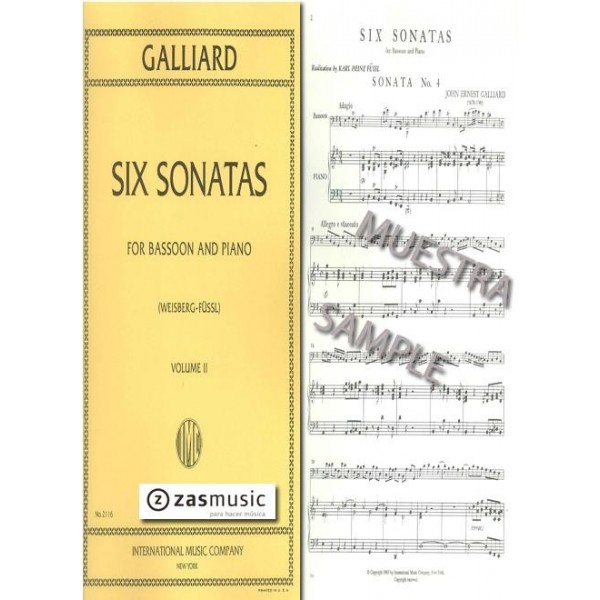 Galliard: 6 Sonatas Vol 2 para fagot