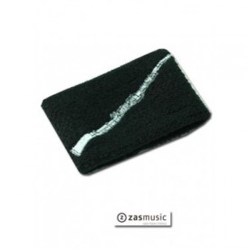 Muñiquera de color negro con un oboe bordado.