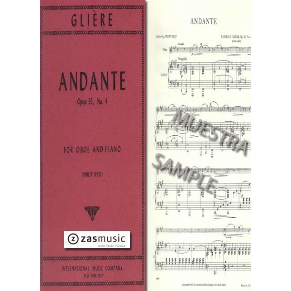 Glière: Andante op. 35 nº 4 para oboe y piano