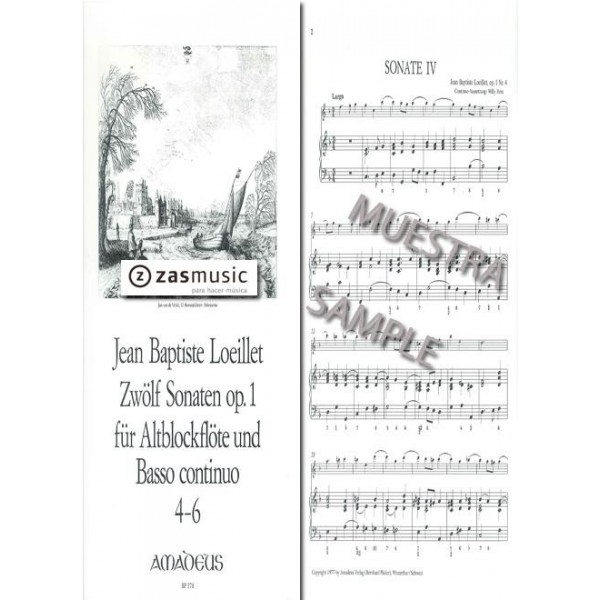 Loeillet de Gant: Zwölf Sonaten op.1. 4-6 para flauta