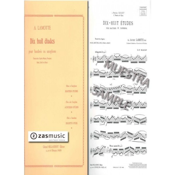 Lamotte: Dix huit études pour hautbois ou saxophone