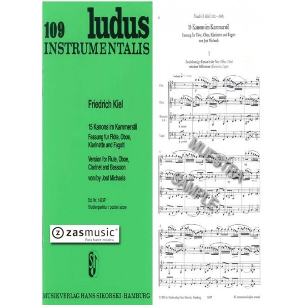 Kiel: 15 Kanons im Kammerstil. Pocket Score