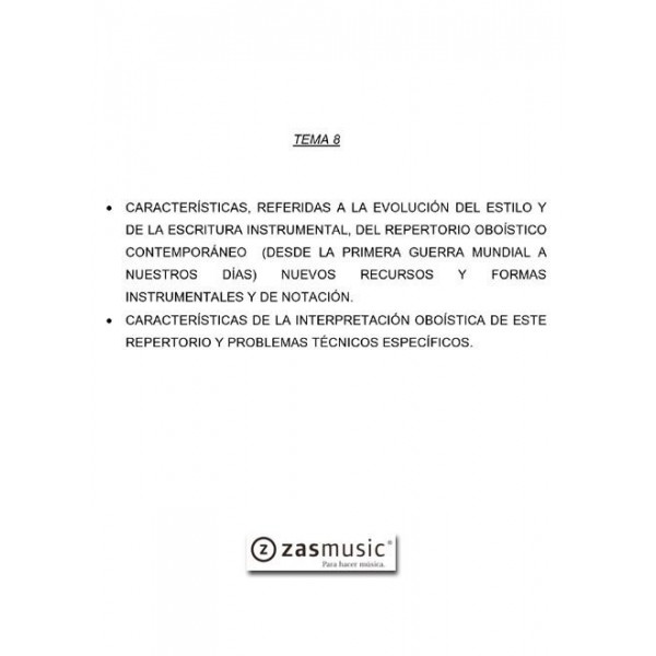 Tema oposiciones OBOE 8 CARACTERÍSTICAS REFERIDAS ... REPERTORIO OBOÍSTICO CONTEMPORANEO ...