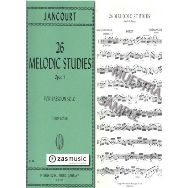 Jancourt: 26 Melodic Studies Op. 15 for Bassoon