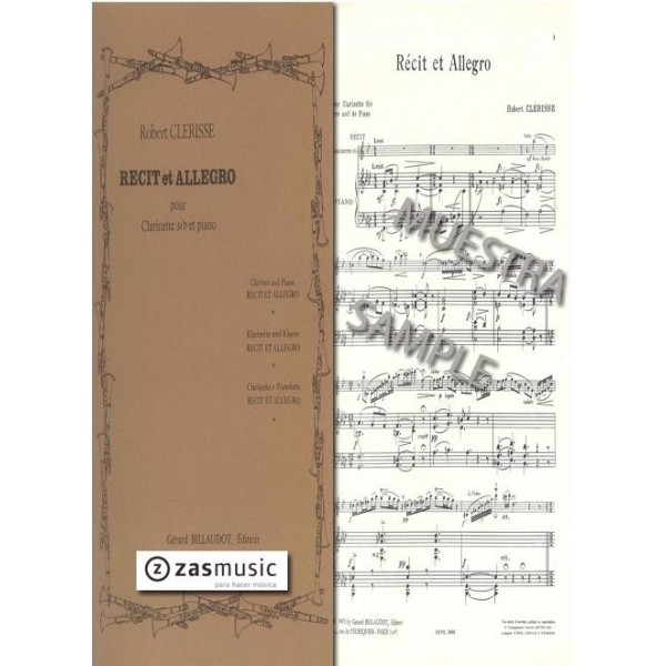 Clérisse, Robert: Recit et Allegro pour clarinette si b et piano.