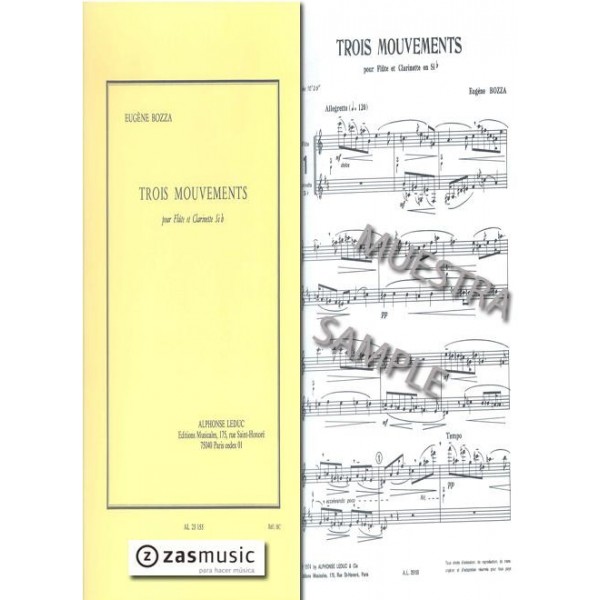 Bozza: Trois mouvements pour flute et clarinete Sib