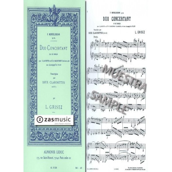 Mendelssohn: Duo concertant pour clarinette en Sib et clarinette en fa