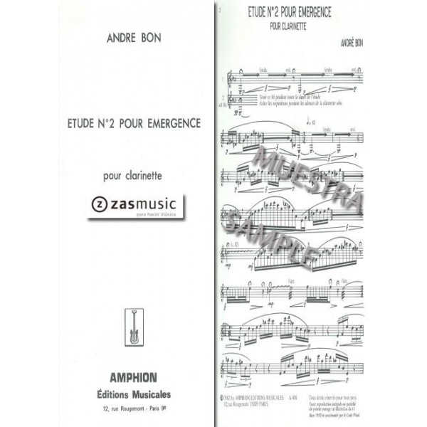 Bon, Andre.: Estude n2 pour emergence pour clarinette