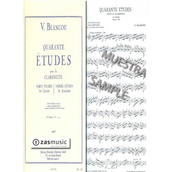 Blancou: 40 studies for Clarinet. Vol. 1 (1 a 20)