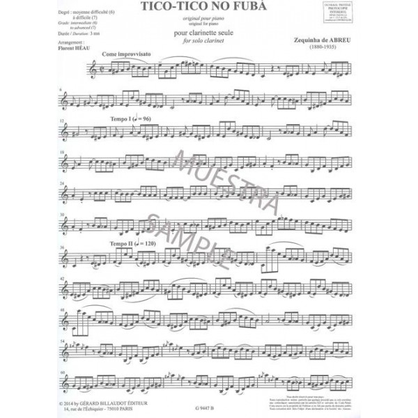 Abreu: Tico-tico no fubá For solo clarinet.