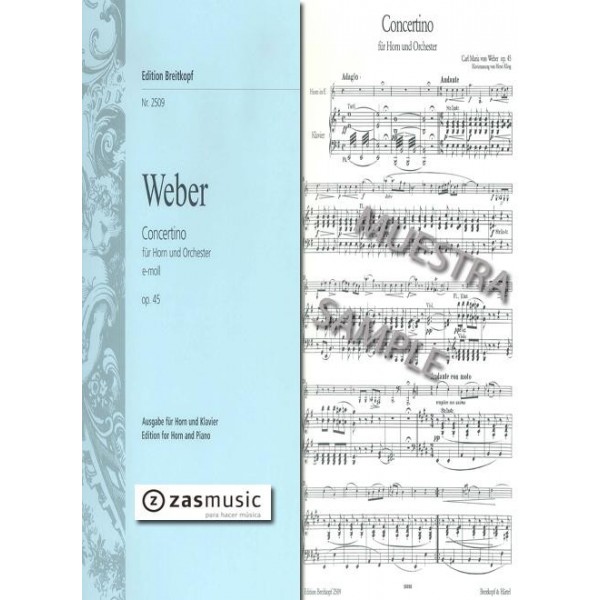 Weber: Concertino für Horn und Orchester e-moll Op. 45reducción para Corno inglés y piano