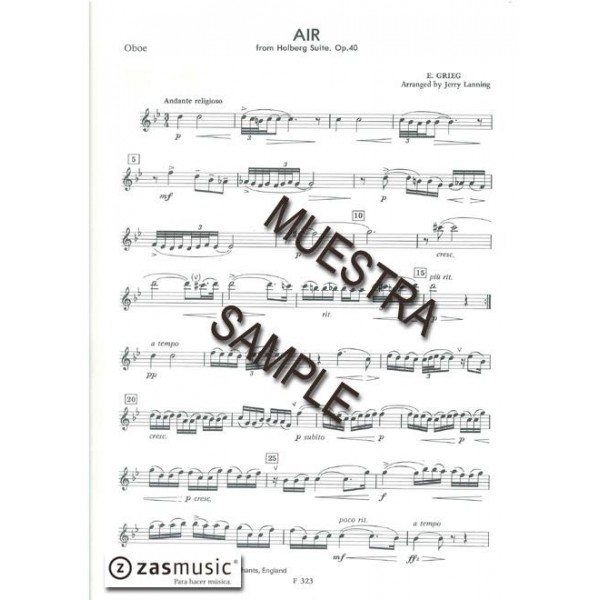 GRIEG, Edward: The Regal Oboe. Air from The Holberg Suite Op. 40