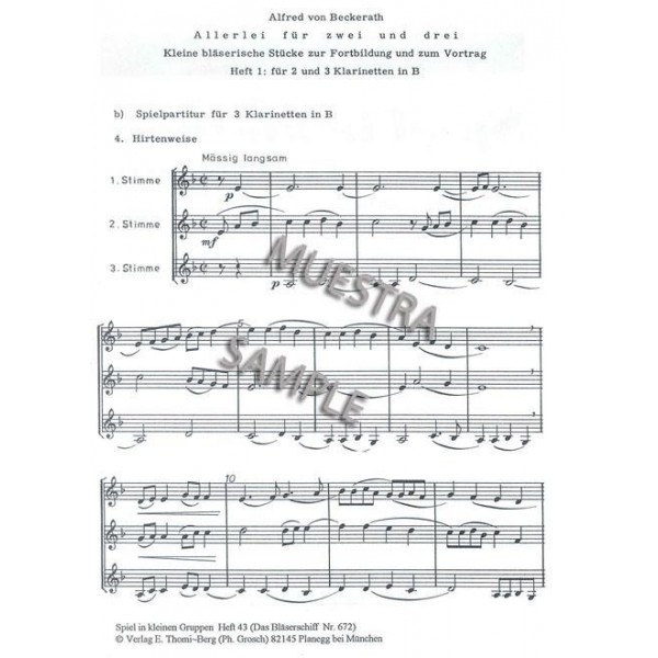 Beckerath: Allerlei für zwei und drei Klarinetten