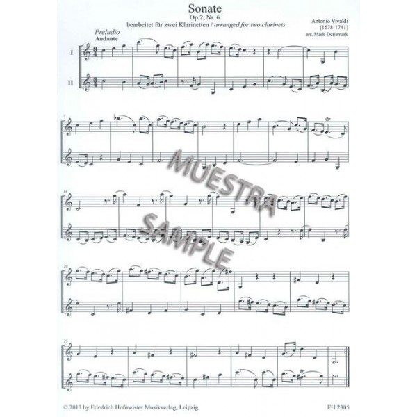 3 Sonatas arranged for 2 clarinets